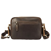 Sac à bandoulière pour homme de style rétro en cuir véritable Crazy Horse, sac bandoulière polyvalent et tendance
