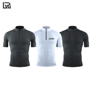 Camiseta de entrenamiento de manga corta para hombre Slim Fit Top de entrenamiento de cuello alto con cremallera de secado rápido para correr y entrenar - Product Image 3