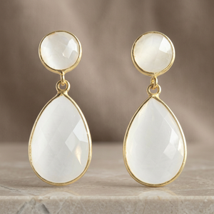 ต่างหูเงินแท้ทำมือประดับพลอยสไตล์โบโฮแฟชั่นสำหรับทุกเพศ - Product Image 3