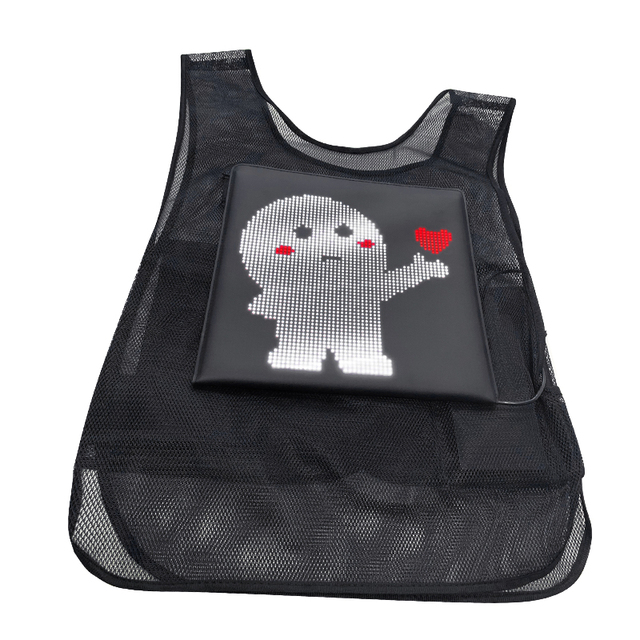 Developed SDK APP Controlled Single Side LED Display Cycling Vest Digital Poster Reflective Safety Vest for Outdoor Bicycle