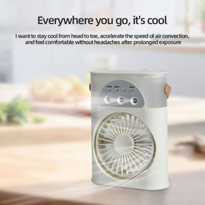 3-Nozzle Humidifying Desk Ice Crystal Mist 250Ml Water Tank Portable Rechargeable <b>Table</b> Fan With Led Light - Product Image 4