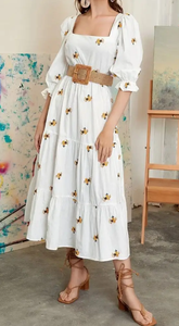 Vestido Midi de Verano para Mujer, Sencillo y Elegante, con Mangas <span class=keywords><strong>Campana</strong></span>, de Algodón Ecológico - Product Image 2