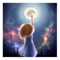 Peinture Diamant 5D DIY Fille Tournant la Tête vers la Lune et les Étoiles, Décoration Murale, Pierres en Résine Carrées Complètes, Artisanat Artistique 3F2154