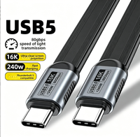 Kabel USB5 Tipe-C Double Head FPC Flat Wire 543 80G Kecepatan Tinggi Layar 16K Pengisian Cepat 240W Panjang Dapat Disesuaikan PVC 12 Bulan