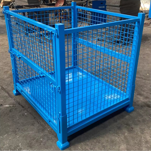 Hot bán công nghiệp dây kim loại lưới Thùng thuận tiện lưu trữ gấp Thùng xếp chồng hàng hóa bề mặt mạ kẽm OEM Nhà cung cấp - Product Image 4