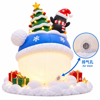 Bonhomme de neige gonflable de Noël avec pingouin et arbre, bonhomme de neige avec boîtes cadeaux pour la décoration de jardin extérieur, pelouse, Noël, fêtes