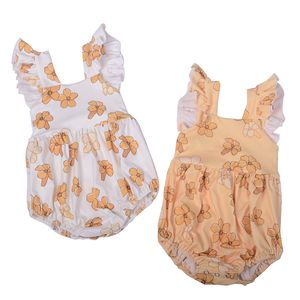 Combinaison pour bébé fille personnalisée OEM-ODM, imprimé Leo Hawaii, fleurs bleues, manches bouffantes, imprimé, style bébé fille - Product Image 3