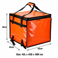 Sac isotherme imperméable orange avec fermeture éclair étanche, anneaux en D, poignée rembourrée, chargement par le haut, doublure en feuille d'aluminium, sac de livraison alimentaire