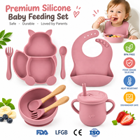 Ensemble de repas pour bébé en silicone OEM ODM, forme d'écureuil, assiette, bol, bavoir, tasse, cuillère, vaisselle réutilisable pour enfant, ensemble cadeau