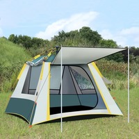 Tente de camping automatique 4 saisons pour 23 personnes, en tissu Oxford, 4 côtés, 1 porte, 3 fenêtres, imperméable, revêtement argenté, pour usage extérieur