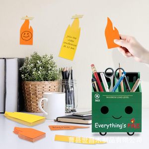 Caja de lápices creativa con forma de bote de basura, caja de almacenamiento de escritorio de madera con tapa, capacidad de 18L para uso en oficina y escuela - Product Image 2