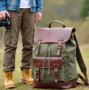 Nhà Máy Tùy Chỉnh Lớn Máy Ảnh Máy Tính Xách Tay Du Lịch Ba Lô Người Đàn Ông Túi Da Chuyên Nghiệp Máy Ảnh Vải Trường Túi Xách Ba Lô - Product Image 5