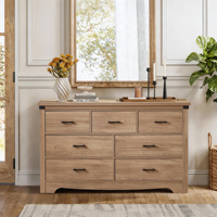 Commode de rangement en bois de chêne style ferme avec poignées métalliques robustes, armoire de 31,4 pouces de hauteur, idéale pour chambre, salon, entrée