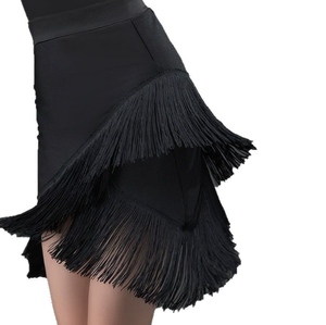 2025 falda de baile latino con borlas para niñas, venta al por mayor, traje de baile latino de manga larga para práctica de adultos - Product Image 1