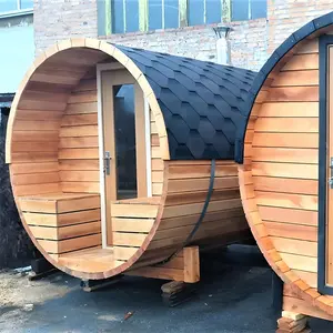 4-6 Persoons Houtkachel Sauna Canadese Rode Ceder Hemlock Traditionele Outdoor Vat Houtgestookte Saunaruimte