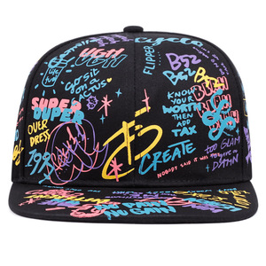 Cappellino da Baseball Personalizzato con Graffiti Colorati, Stile Hip-Hop, Casual, Protezione Solare, Snapback Stampato, Streetwear, Tessuto Comune, Produzione di Fabbrica - Product Image 2