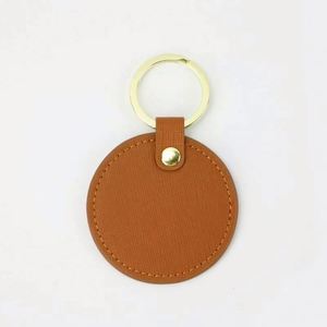 New Style Promotional Leather <b>Keychain</b> Wholesale Pu Round <b>Keychain</b> High Quality Keyring with Own logo - Product Image 1