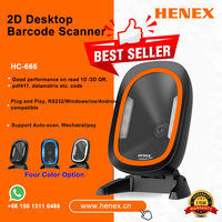 HENEX 1D 2D Datamatrix USB RS232, pembaca kode batang kabel harga Supermarket pemindai kode batang Desktop