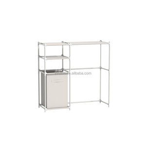 Scaffale portaoggetti ampio per lavatrice <span class=keywords><strong>con</strong></span> ripiani laterali, scaffale organizer in metallo autoportante per lavanderia - Product Image 1