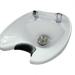 Bassin en céramique de qualité supérieure avec pulvérisateur manuel, robinet mélangeur, col de vidange inclinable, pour la maison, le spa, le salon de beauté et la barbierie - Product Image 2