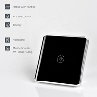 Module d'interrupteur intelligent Tuya Zigbee 3.0 1 Gang sans neutre, interrupteur mural pour éclairage EU/UK doré, compatible Smart Life, Alexa, Google Home