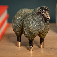 Buste de mouton en bronze, sculpture artisanale, statue en bronze coulée à la main pour décoration de bureau de luxe, vente en gros directe d'usine
