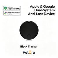 Traceur anti-perte pour animaux de compagnie Petora, double système iOS et Android, avec localisateur réfléchissant nocturne, collier pour chat et chien