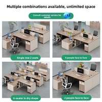 Ensemble de bureau et chaise pour deux personnes avec écran, design moderne minimaliste en bois, en forme de barre