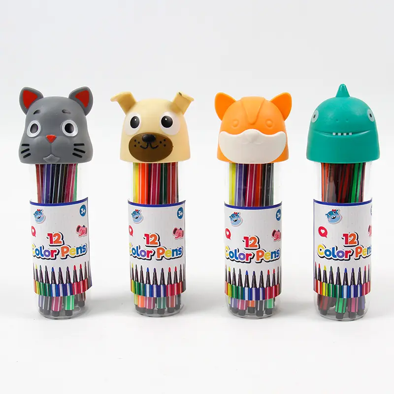 Caneta colorida de feltro com 12 cores, marcadores para desenho de mangá, material escolar de arte, conjunto de desenho escolar
