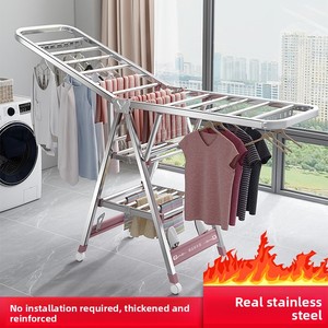 Séchoir à linge pliant sur pied en acier inoxydable pour intérieur, balcon et couette de bébé - Product Image 5