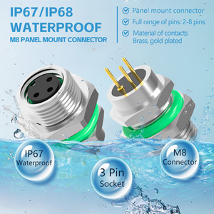 M8 Thông tư cảm biến không thấm nước một mã 3 pin PCB nữ ổ cắm phía trước gắn chặt Bảng điều khiển gắn kết nối M10 * 0.75 - Product Image 4