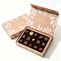 Boîte cadeau en papier pour chocolats pralinés de luxe avec logo personnalisé, boîte à chocolats avec séparateurs, insert en plastique, boîte magnétique de luxe
