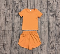 Précommande GSSO3769MZ – Ensemble de yoga pour bébés et jeunes enfants, chemise à manches courtes et short, vêtements violets pour filles, vente en gros