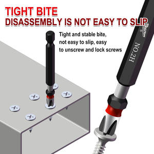 Embout de tournevis électrique à tête unique 50/100/150/200/300MM en alliage S2 résistant aux chocs, revêtement magnétique puissant antirouille, cruciforme - Product Image 2