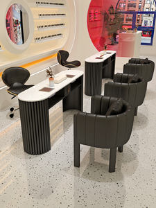 Juego de Mesa y Silla de Manicura Estilo Crema para Salón Comercial, Mueble de Almacenamiento para Salón de Uñas, Decoración para Salón de Uñas, Mesa de Manicura con Luz - Product Image 4