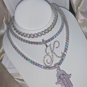 Tutto il 26 maiuscolo ciondolo scatola di corda catena da Tennis Micro pavè CZ ghiacciato Bling anniversario 18K placcato in oro <span class=keywords><strong>nome</strong></span> personalizzato - Product Image 5