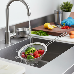 Scatola di 72 in acciaio inox scolapasta Ø15 cm frutta e verdura attrezzatura per il lavaggio - Product Image 3