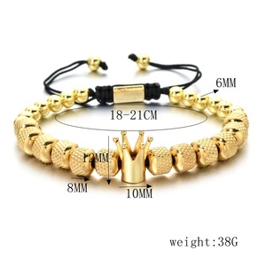 Nuevo diseño personalizado cuentas de acero inoxidable cabeza de Lobo encanto macramé pulsera para hombres regalo - Product Image 5