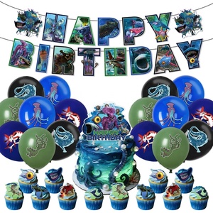 Set de Decoración de <span class=keywords><strong>Cumpleaños</strong></span> de Subnautica, Artículos para Fiestas de Videojuegos, Incluye Fondo, Vajilla, Globos, Adornos para Pasteles y Cupcakes - Product Image 1