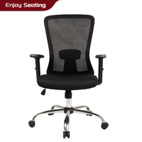 Chaise de bureau ergonomique à dossier mi-haut en maille avec support lombaire, accoudoirs fixes, hauteur réglable, pivotante, pour ordinateur, personnalisable