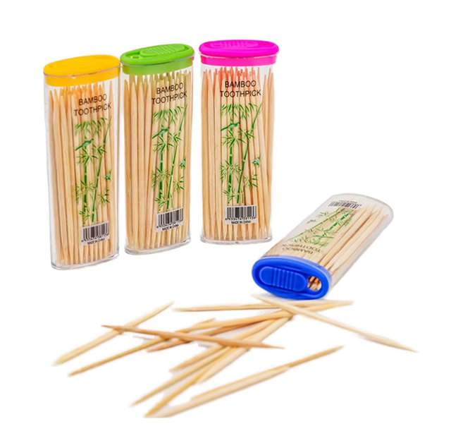 Safety Healthy Disposable Bamboo Japanese Dental Toothpicks 2.0mm Single Double Point 6.5cm Dispenser Premium Eco-Friendly Food