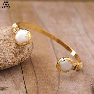 Alla moda bohémien bracciale aperto argento placcato diversi colori cristalli pietre preziose principalmente fatto rame perla regalo per lui - Product Image 3