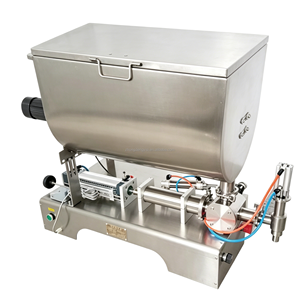 Double Heads Piston Filler <b>Machine</b> 80L Stainless Steel Hopper Liquid Paste Honey <b>Oil</b> Shampoo Gel Chili Glass Barrel Chemical - Product Image 4