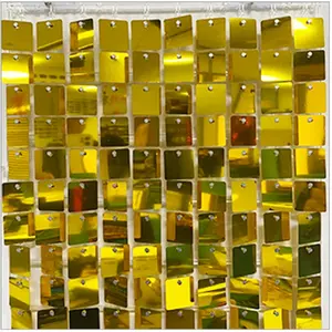 Party Backdrop Hot Sale Grid Gold Mirror Shimmer Sequin Wall Panels Wedding Party Decoration Advertising Backdrop Square Sequin Shimmer Wall