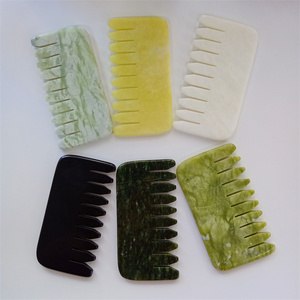 Naturale verde giada <span class=keywords><strong>terapia</strong></span> massaggio dei capelli pettine manico pietra Guasha pettine per capelli prodotti di sollievo e <span class=keywords><strong>terapia</strong></span> - Product Image 2