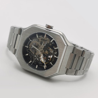 Reloj deportivo de lujo BOMAXE para hombre, reloj de buceo automático transparente personalizado con bandas de goma de silicona de cuero, pantalla analógica