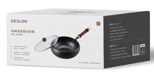 WOKS de 6L de Capacidad, Antiadherente, Sin Recubrimiento, con Mango de Madera, Apto para Inducción y Gas, con Tapa de Vidrio, Sin PFOA, de Fundición a Presión, Marca Blanca - Product Image 4