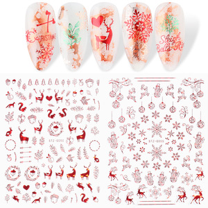 Rouge vert noël nail art autocollants neige wapiti personnalisé ongles décalcomanies <span class=keywords><strong>hiver</strong></span> flocon de neige ongles autocollants pour manucure - Product Image 5