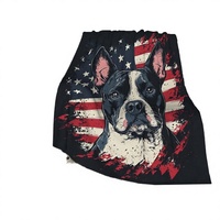 Couverture en flanelle douce à imprimé drapeau américain Black Boston Terrier, couverture rectangulaire en polyester tricotée pour lit, chaise, voyage