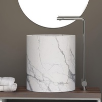 Bac à lavabo colonne en marbre naturel Stonekocc, design moderne, pour hôtels et salles de bain